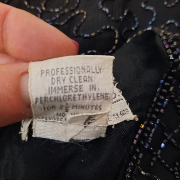 Justine Todd Silk Evening Beaded Blouse Black Size Medium Women's - Picture 12 of 15